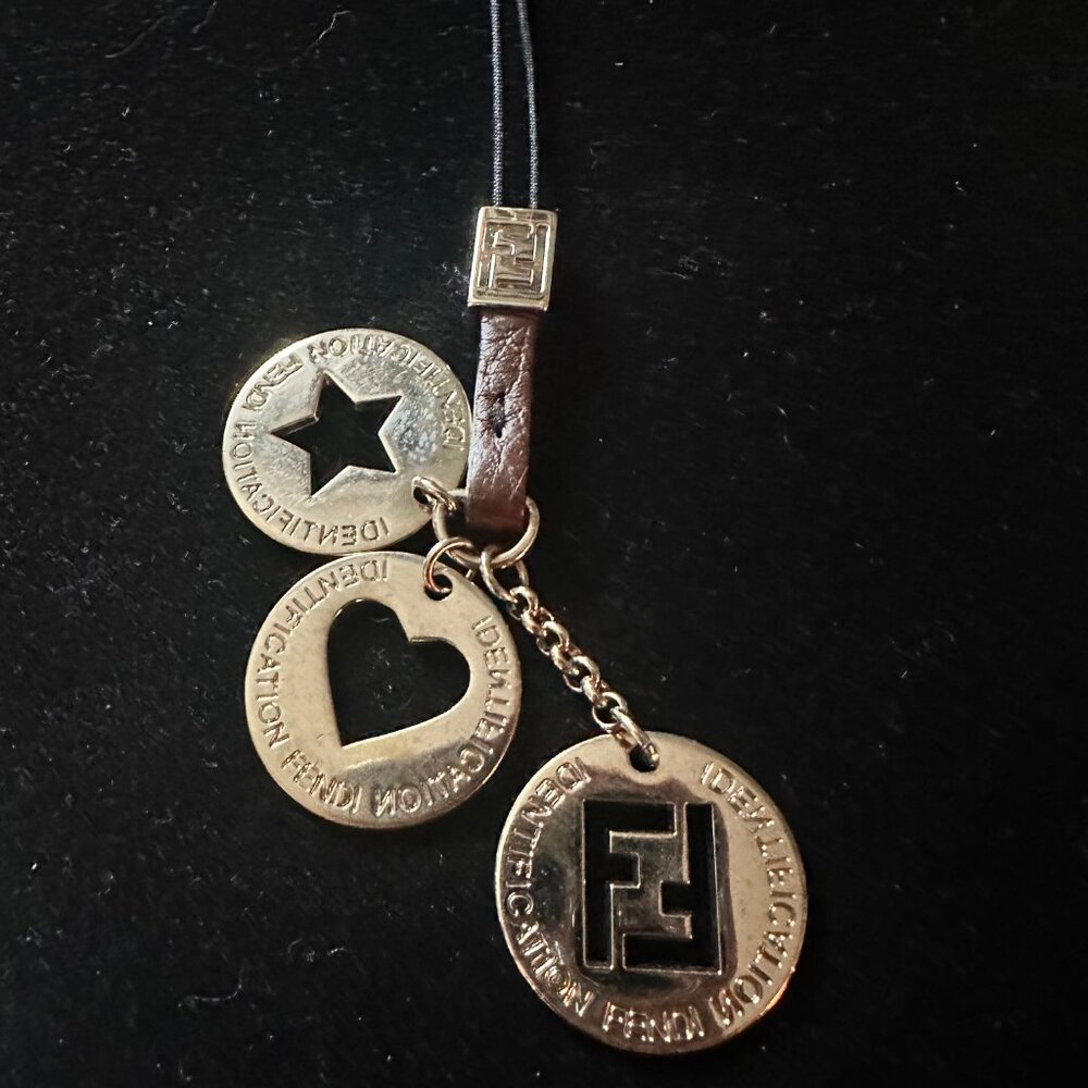 Fendi Gold 3 ID Disc Charm Set Authenticated - EUC